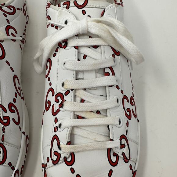Gucci Ace GG Print Leather Sneakers Size 38 - Picture 14 of 14